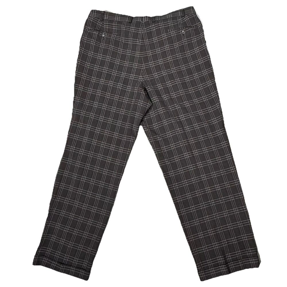 Sean John Men's Brown Windowpane Dress Pants Size 40 X 32 Plaid lightweight